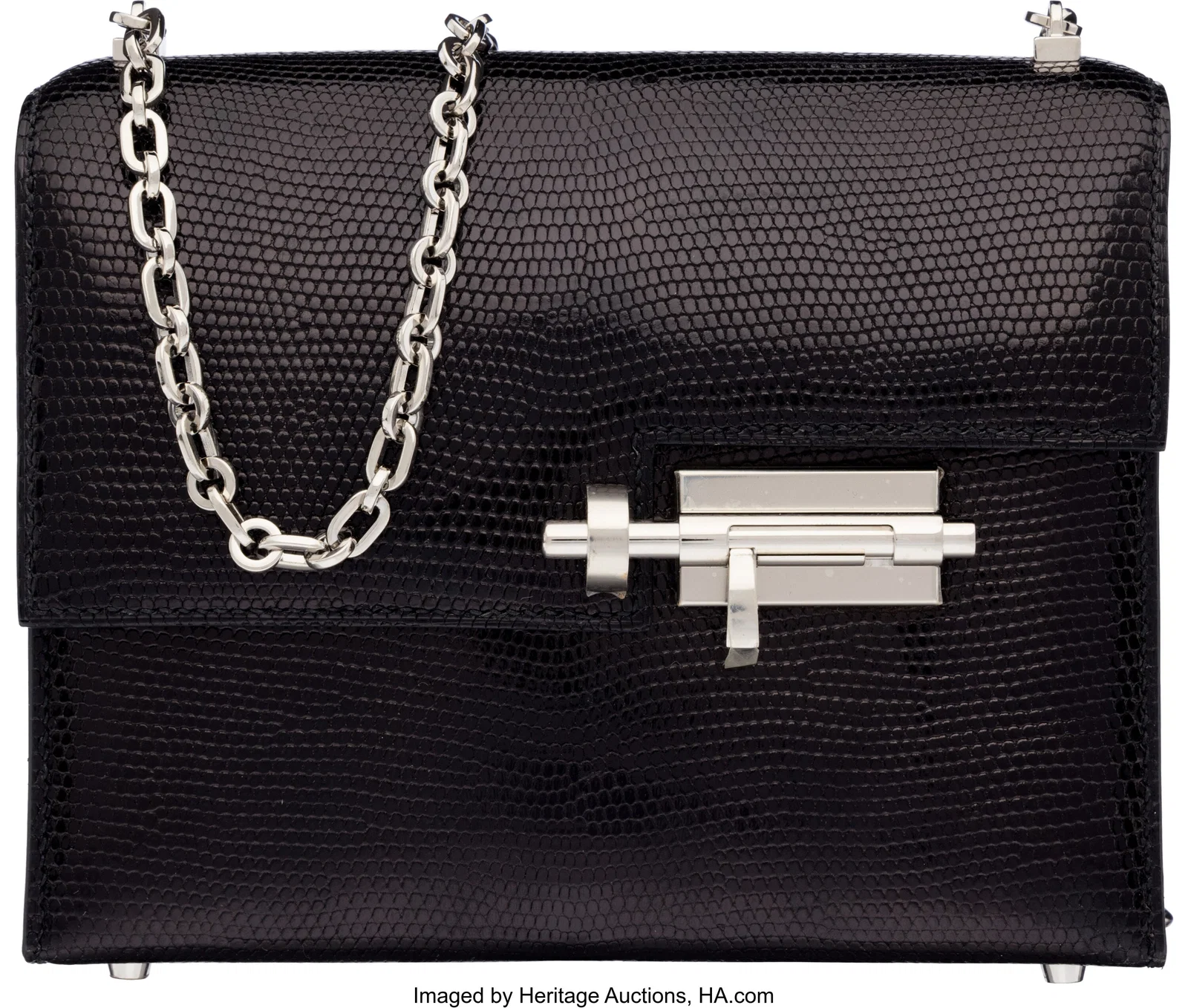 Hermès Black Niloticus Lizard Mini Verrou Chain