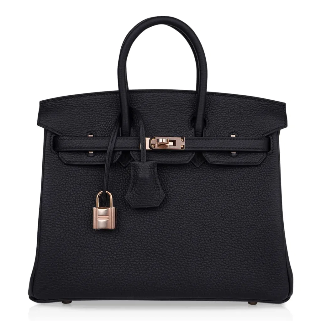 Hermes Black Togo Leather Birkin 25 W/RGHW