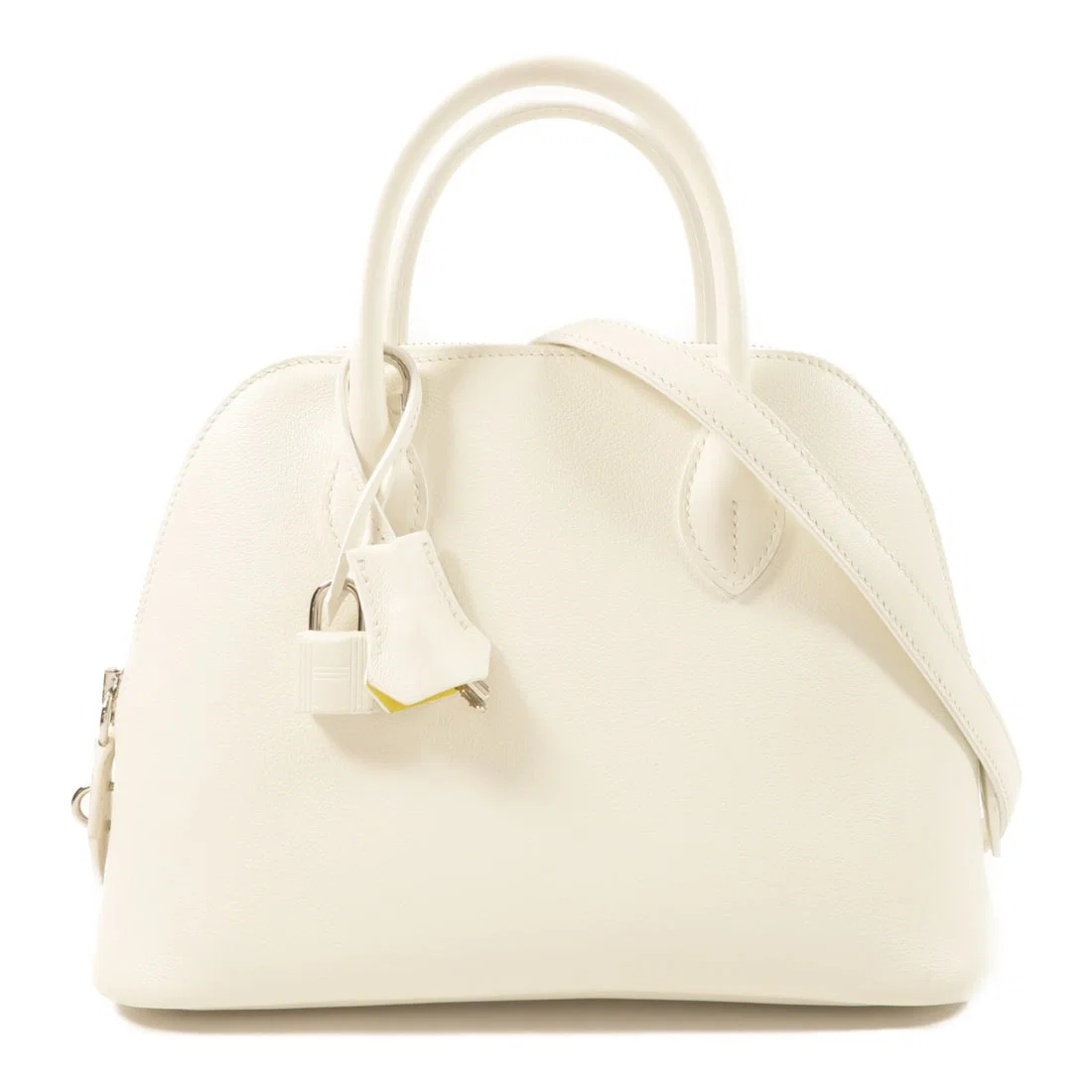 Hermes Bolide 1923 Evercolor Leather White Lime PHW Shoulder Bag