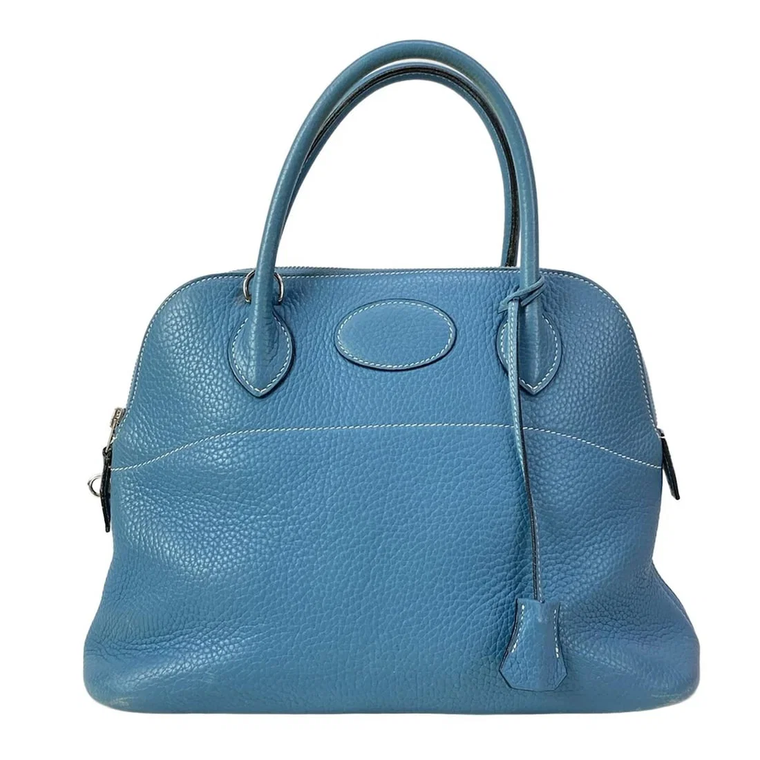 HERMES BOLIDE 31 - BLUE JEAN TAURILLON CLEMENCE SQUARE HANDBAG