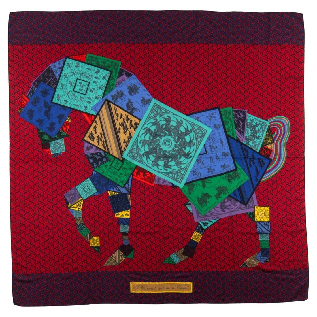 Hermes Cheval Sur Mon Cashmere Silk Shawl 54 x 52 France 21st Century