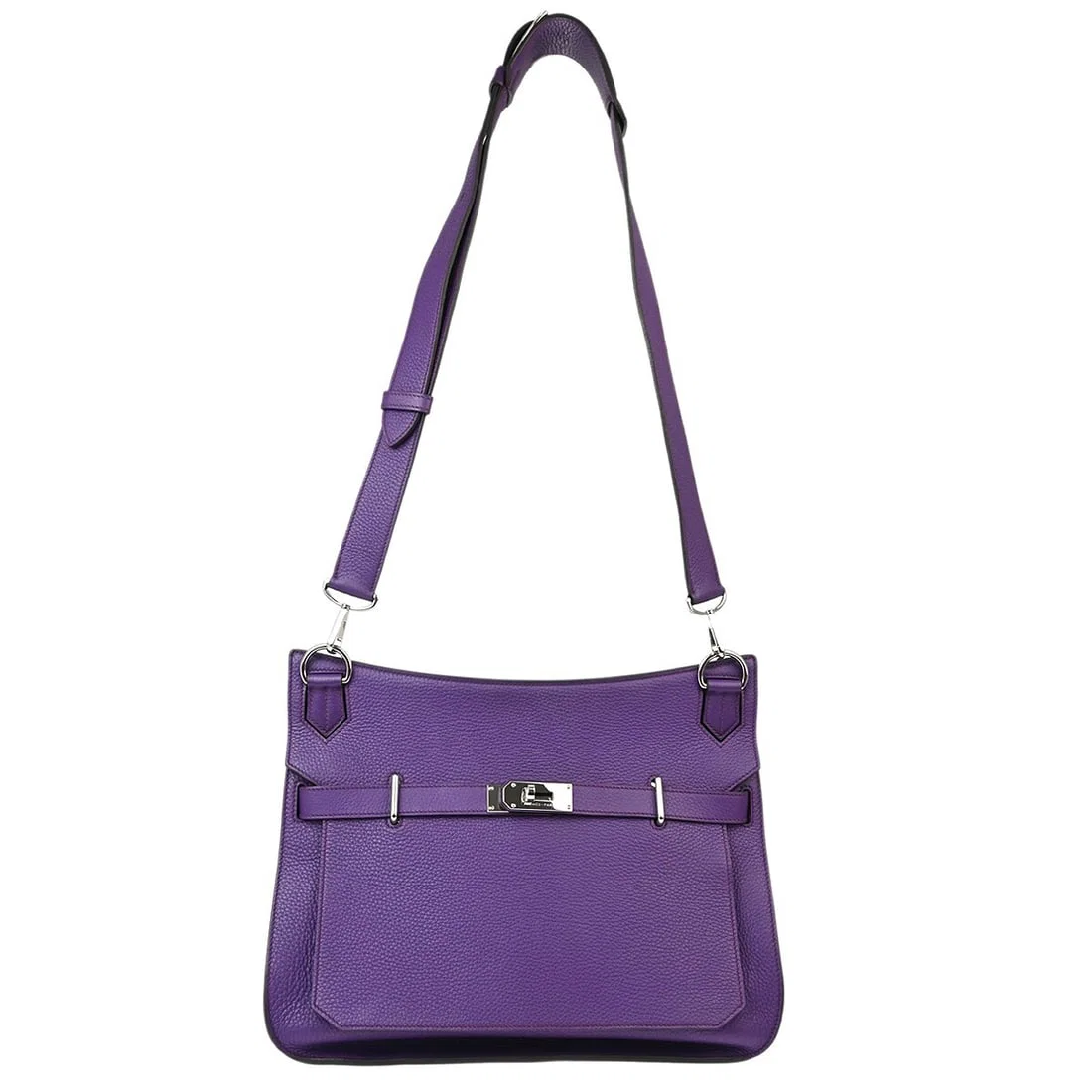 Hermes Clemence Leather Jypsiere Shoulder Bag Purple 34cm