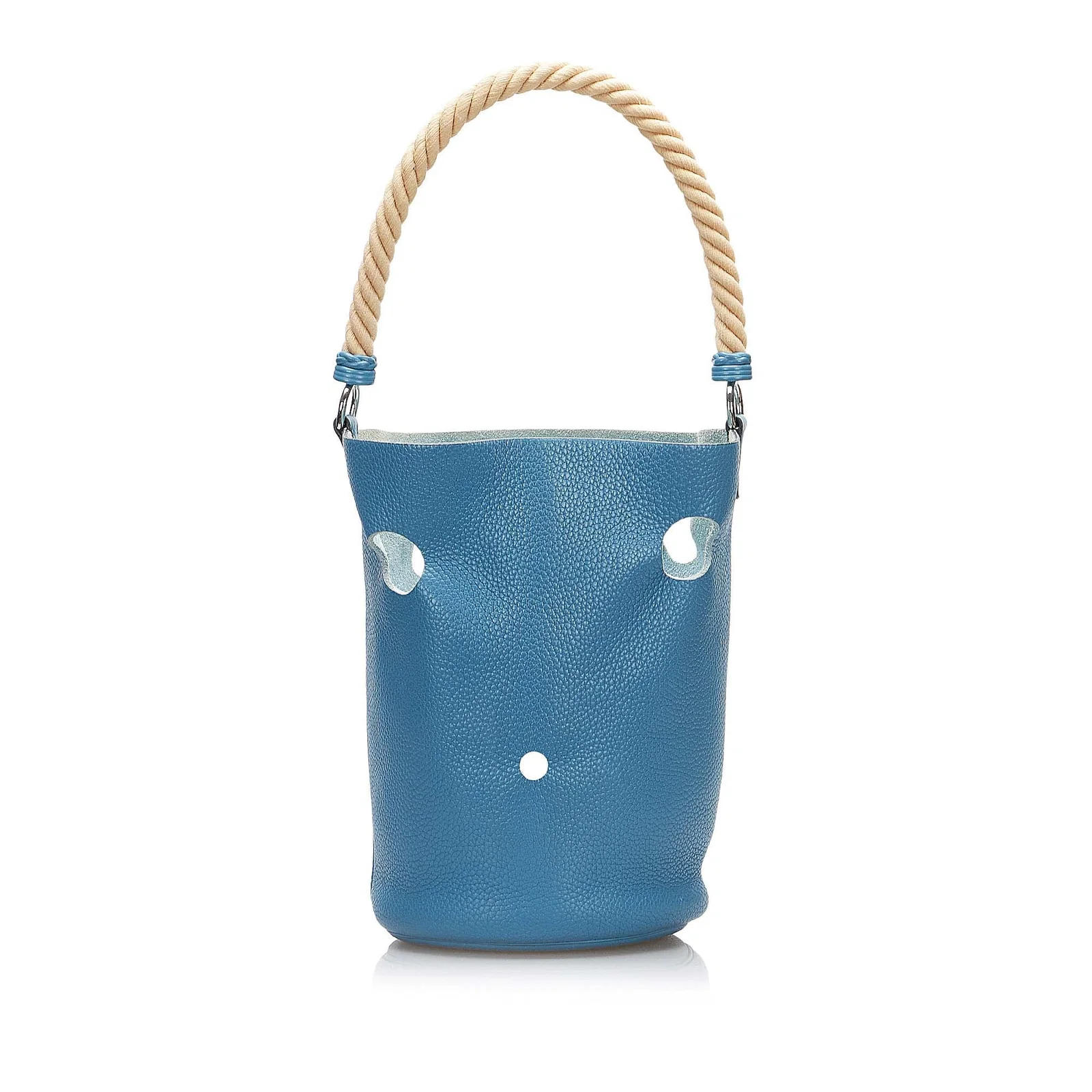 Hermes Clemence Mangeoire Bucket PM Blue Leather Bag