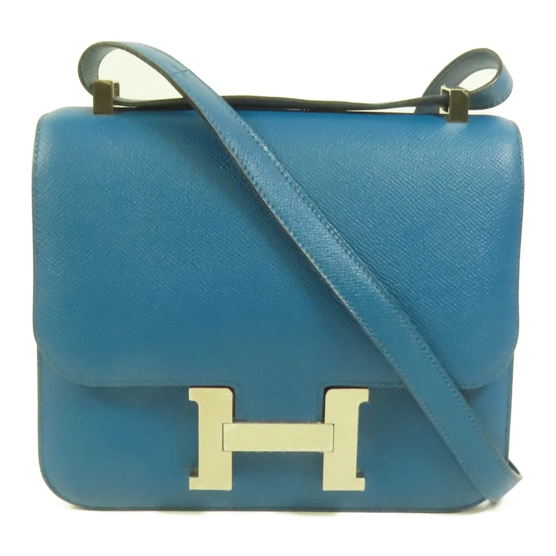 Hermes Constance 24 Blue Epsom Leather Shoulder Bag Palladium Hardware