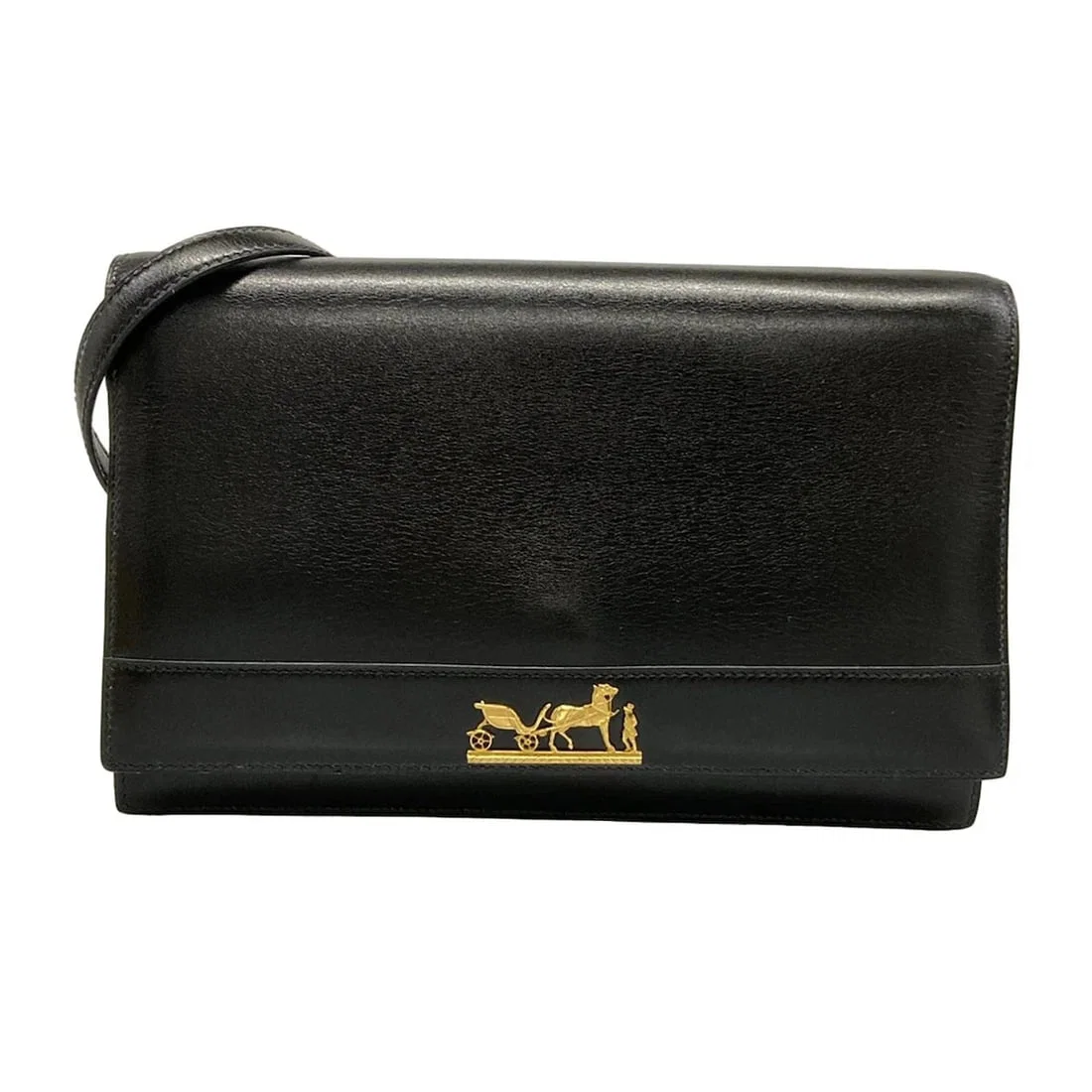 HERMES EUGENIE BLACK BOX CALF SHOULDER BAG