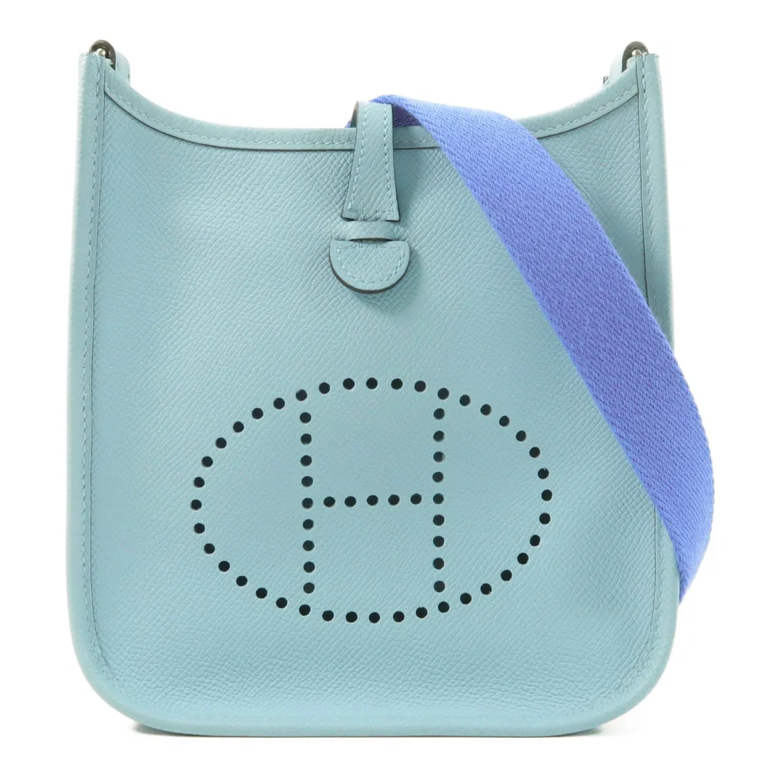 Hermes Evelyne TPM Blue Atoll Epsom Leather Shoulder Bag Palladium Hardware