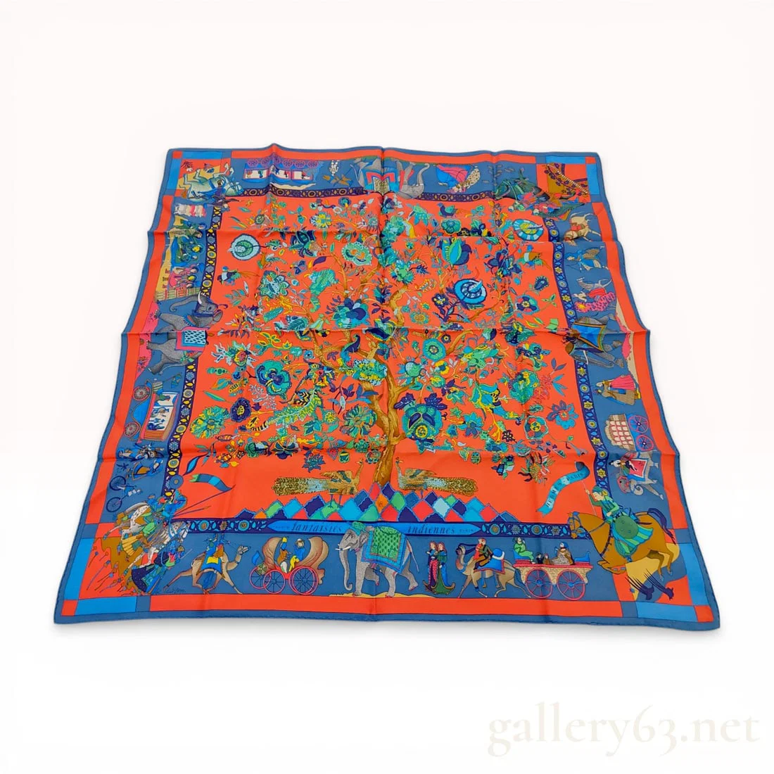 Hermes Fantaisies Indiennes Silk Scarf by Loic Dubigeon