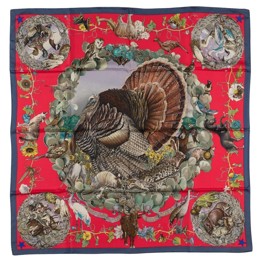 Hermes Faune et Flore du Texas Silk Scarf by Kermit Oliver