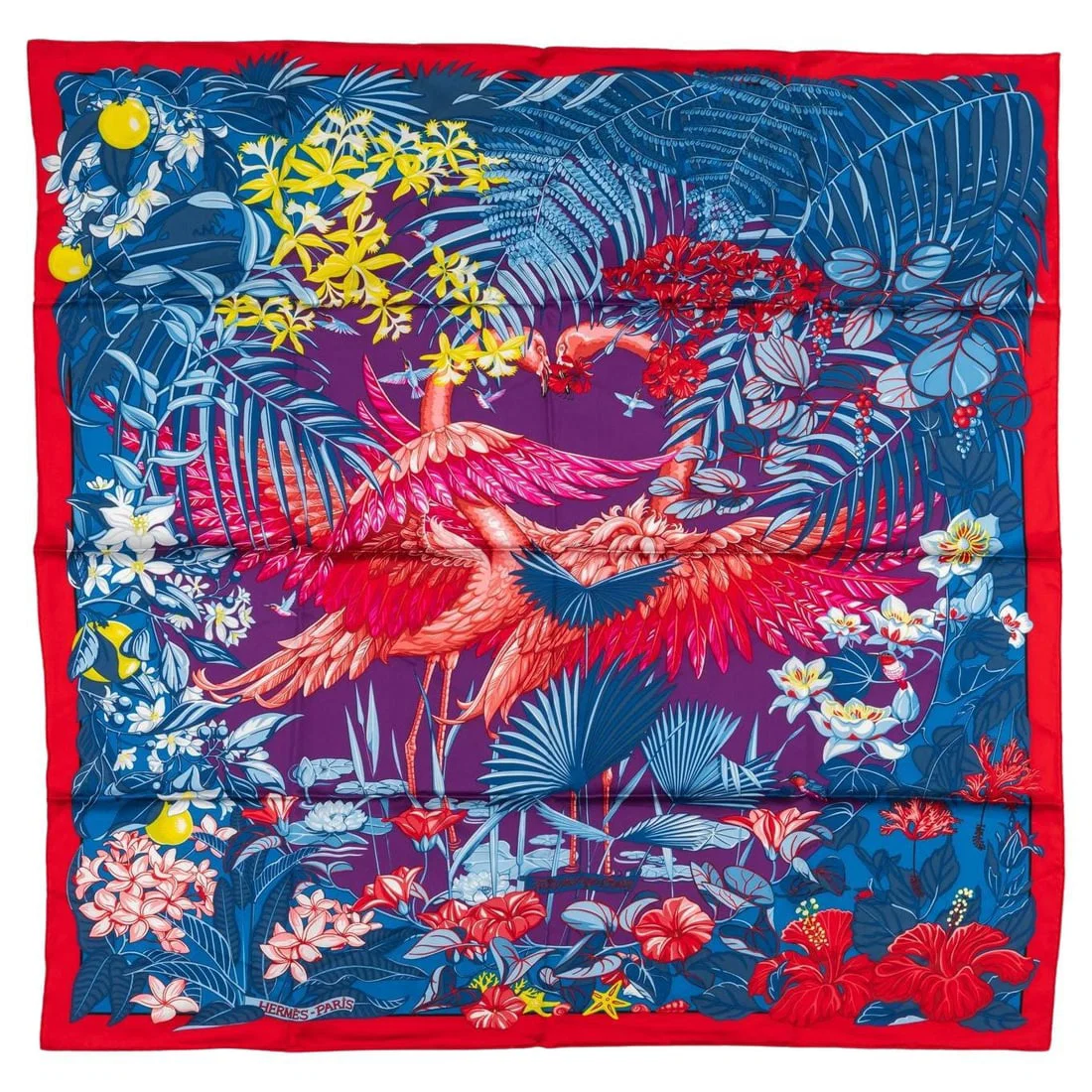 Hermes Flamingo Party Silk Scarf 35 in Collectible Shawl