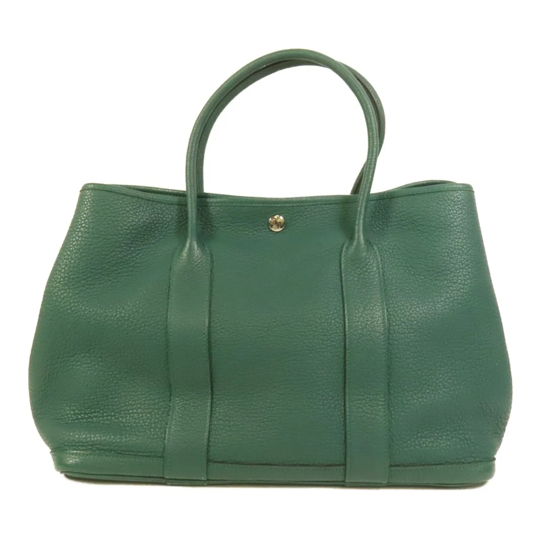HERMES Garden Party PM Handbag Calfskin Malachite Green