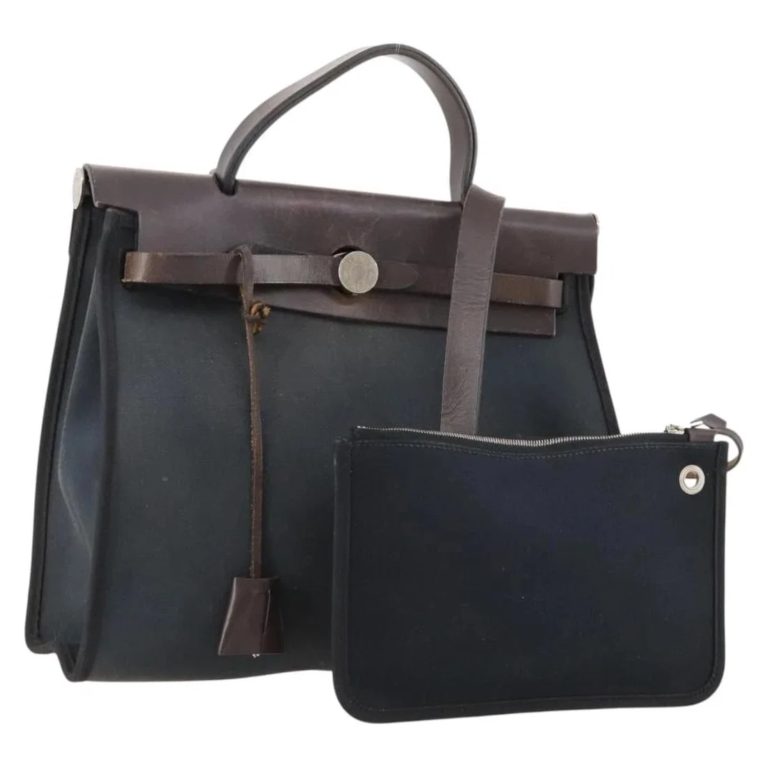 HERMES HERBAG ZIP PM HAND BAG CANVAS LEATHER 2WAY