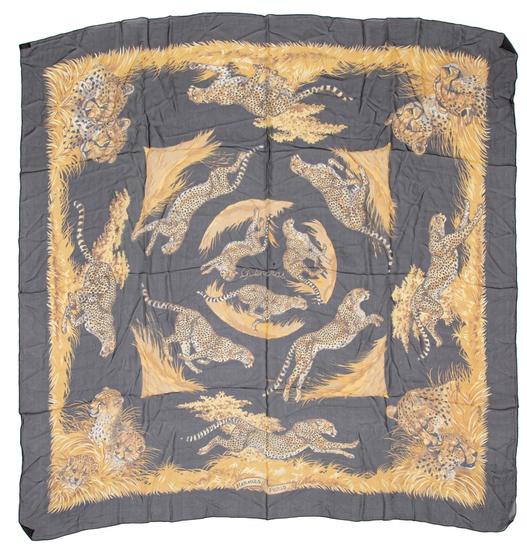 Hermes [Hermes] Guepards Silk Chiffon Scarf
