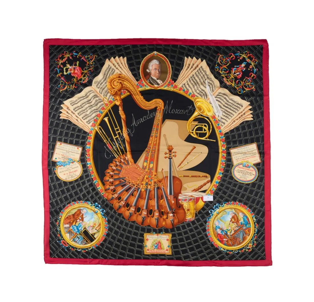 HERMES 'HOMMAGE A MOZART' SILK SCARF, 1991