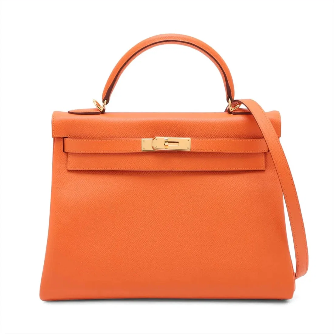 HERMES KELLY 32 LE TOURNAY VEAU EPSOM ORANGE GOLD