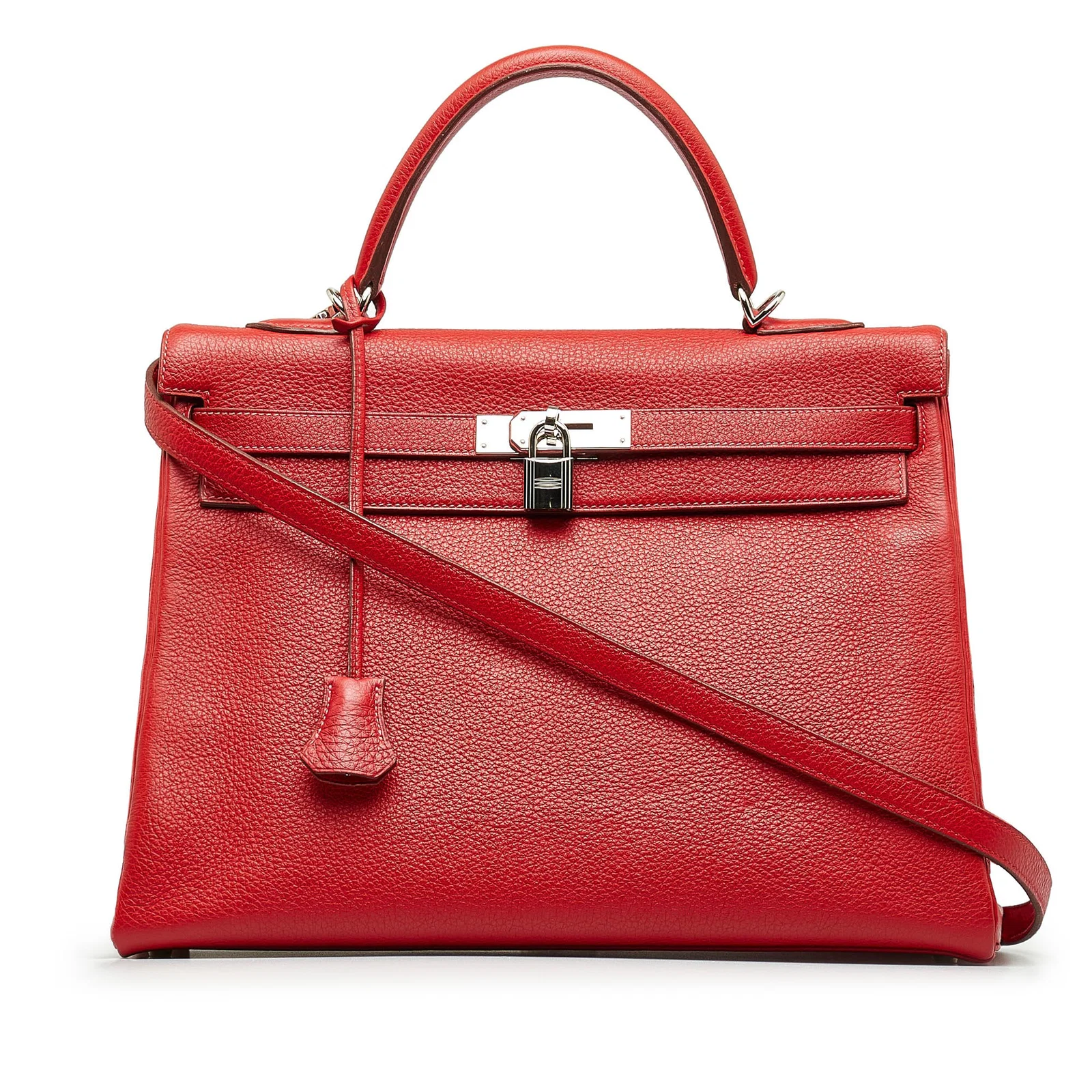 Hermes Kelly 35 Togo Leather Bag Red with Shoulder Strap