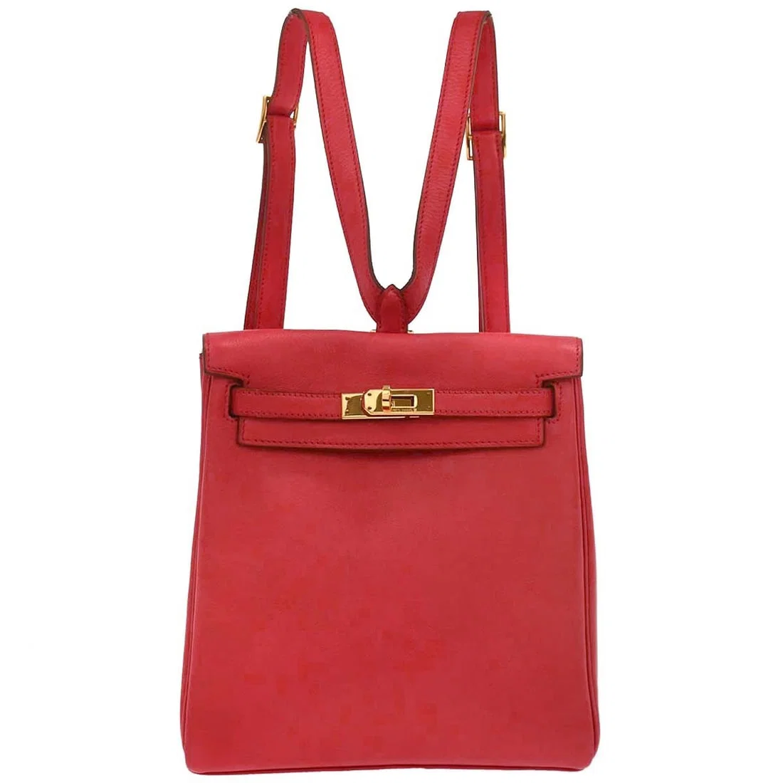 Hermes Kelly A Dos PM Red Gulliver Backpack with Adjustable Strap
