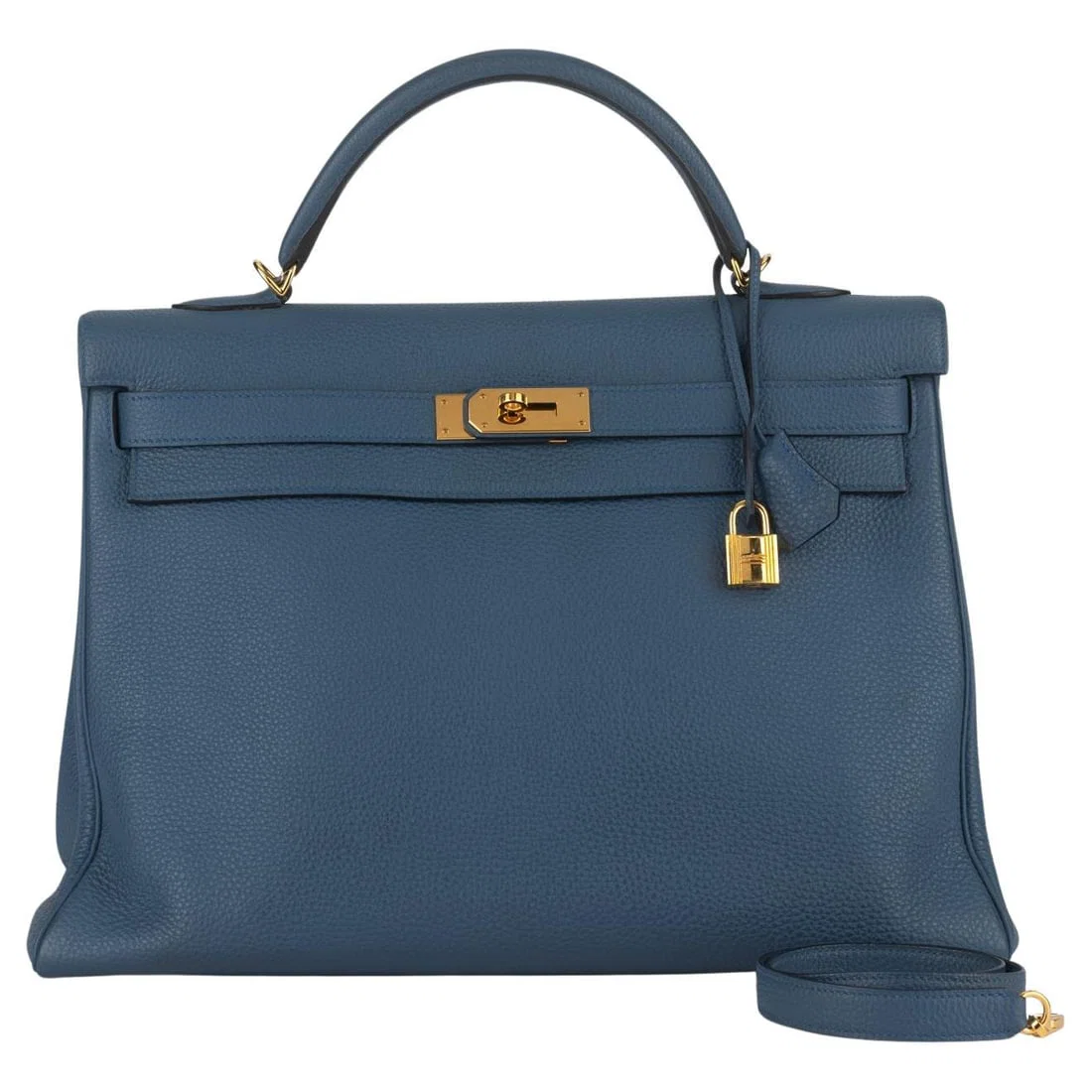 Hermes Kelly Retourne 40 in Bleu Brighton Togo Leather