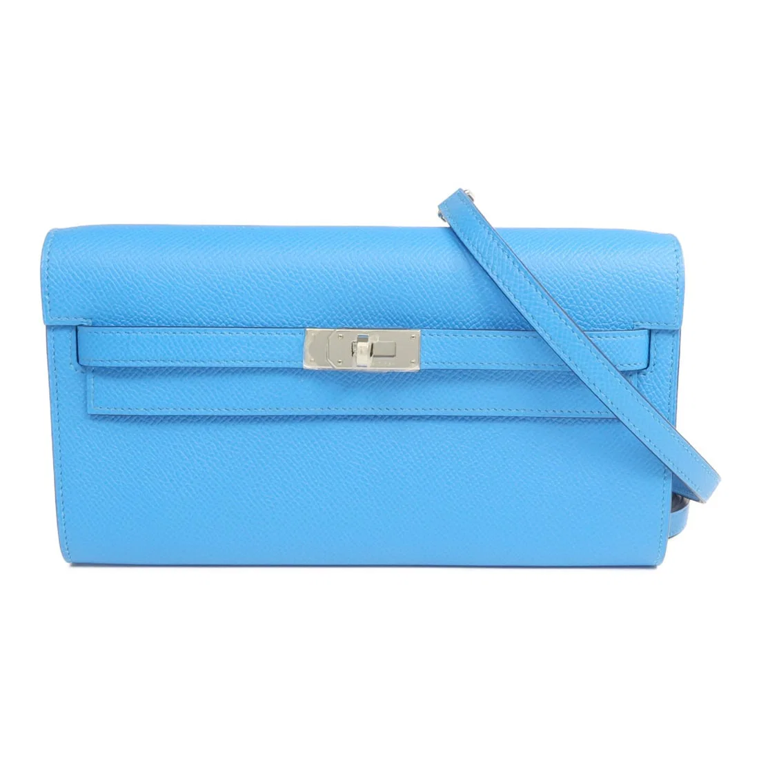 Hermes Kelly To Go Epsom Leather Shoulder Bag in Bleu Frida and Rouge Sellier