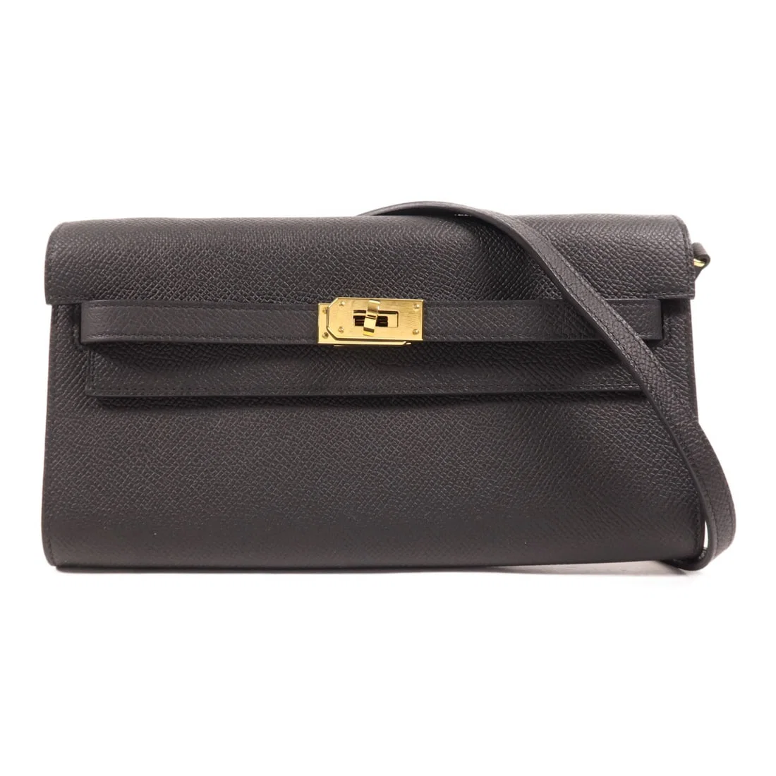 HERMES Kelly To Go Shoulder Bag Black Epsom Leather