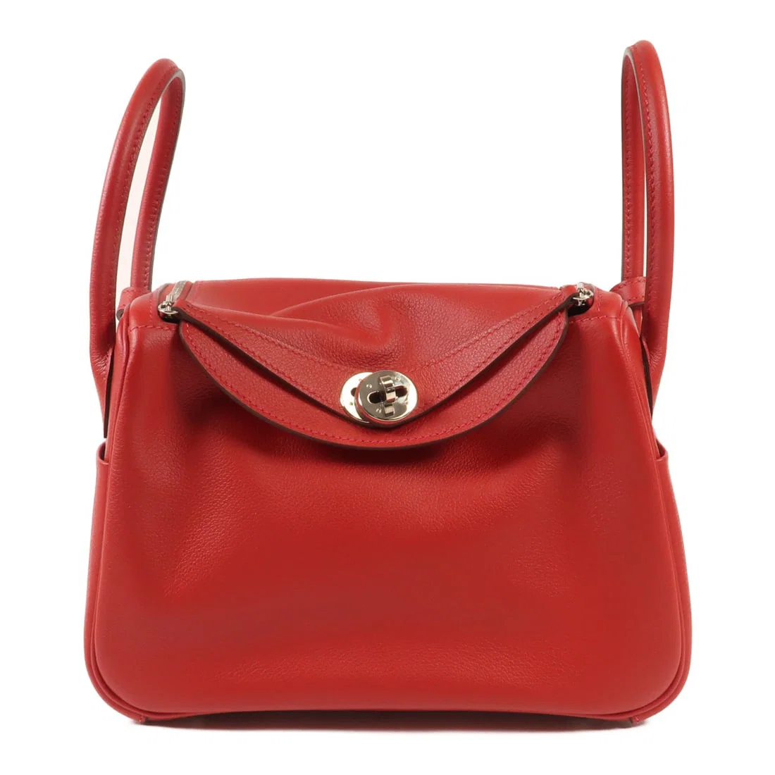 HERMES Lindy 26 2 Way Bag Evercolor Leather Red PHW