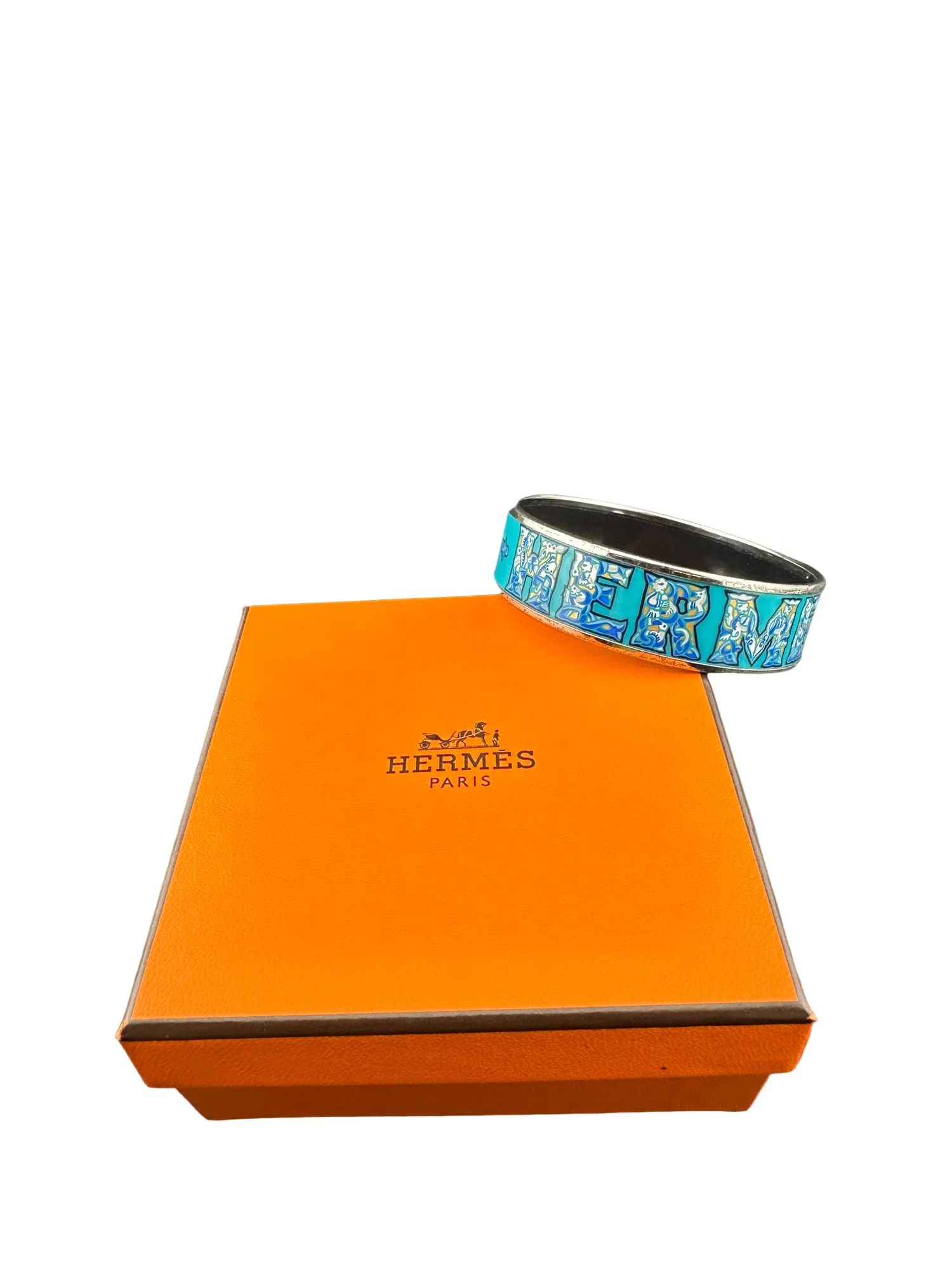 Hermès Logo Blue Enamel Bracelet