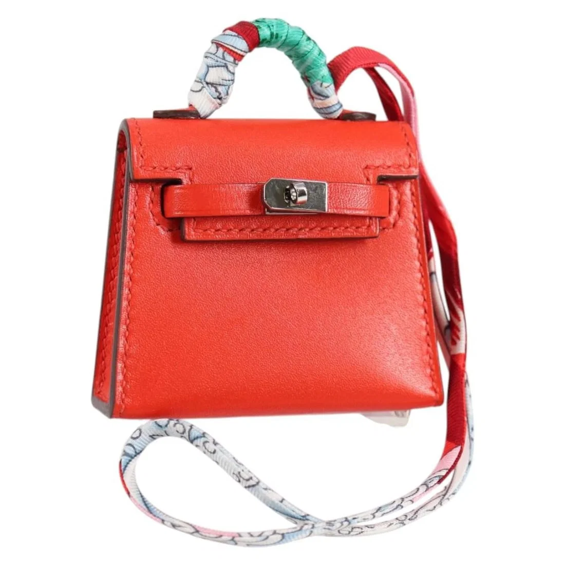 HERMES MICRO KELLY BAG CHARM LEATHER ORANGE