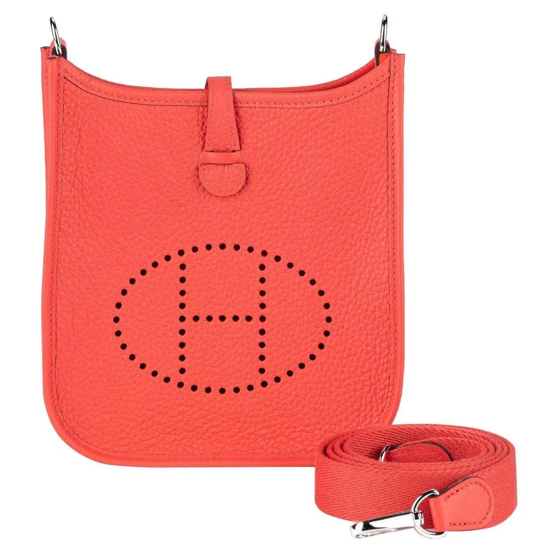 Hermes Mini Evelyne Rouge Pivoine Clemence Leather Crossbody Bag
