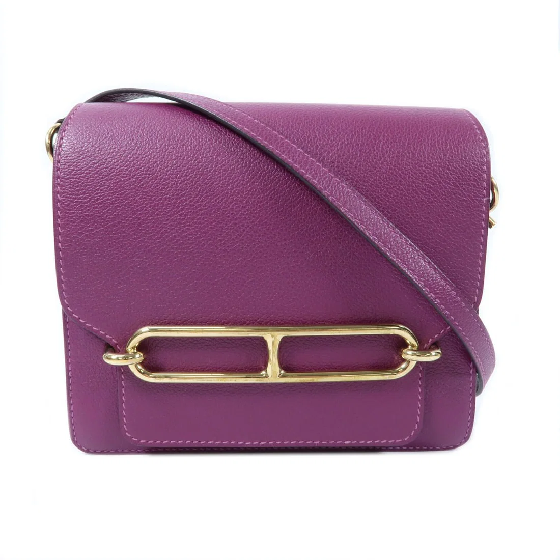 Hermes Mini Roulis Purple Evercolor Calfskin Shoulder Bag with Gold Hardware