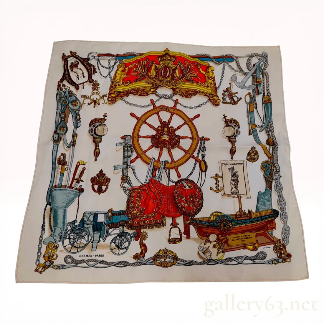 Hermes Musee Silk Gavroche Scarf by Philippe Ledoux