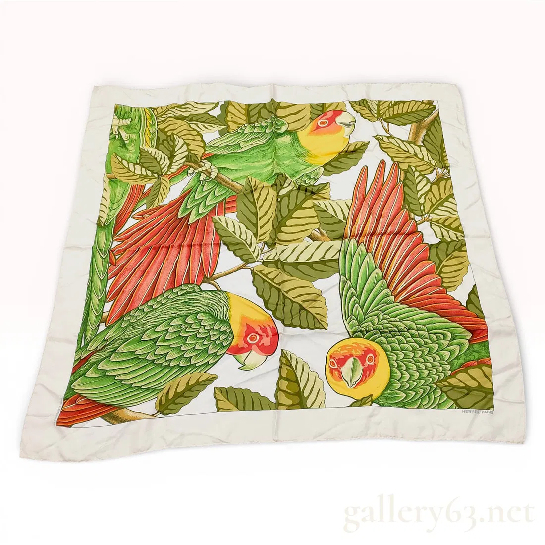 Hermes Paris Silk Carre 90 Scarf, Les Perroquets