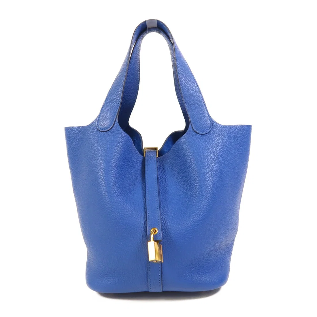 HERMES Picotin MM Handbag Clemence Leather Blue GHW France