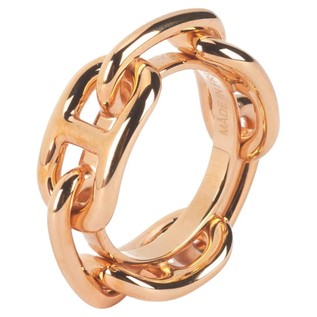 Hermes Regate Scarf 90 Ring Rose Gold-Plated Brass NIB