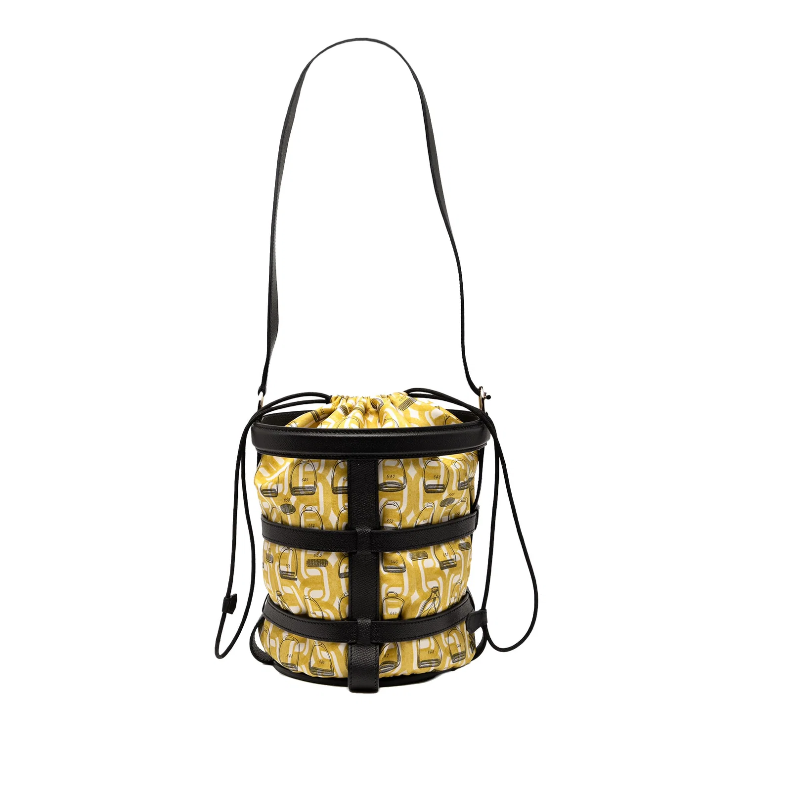 Hermes Sac Musardine Epsom Leather Yellow Drawstring Bag