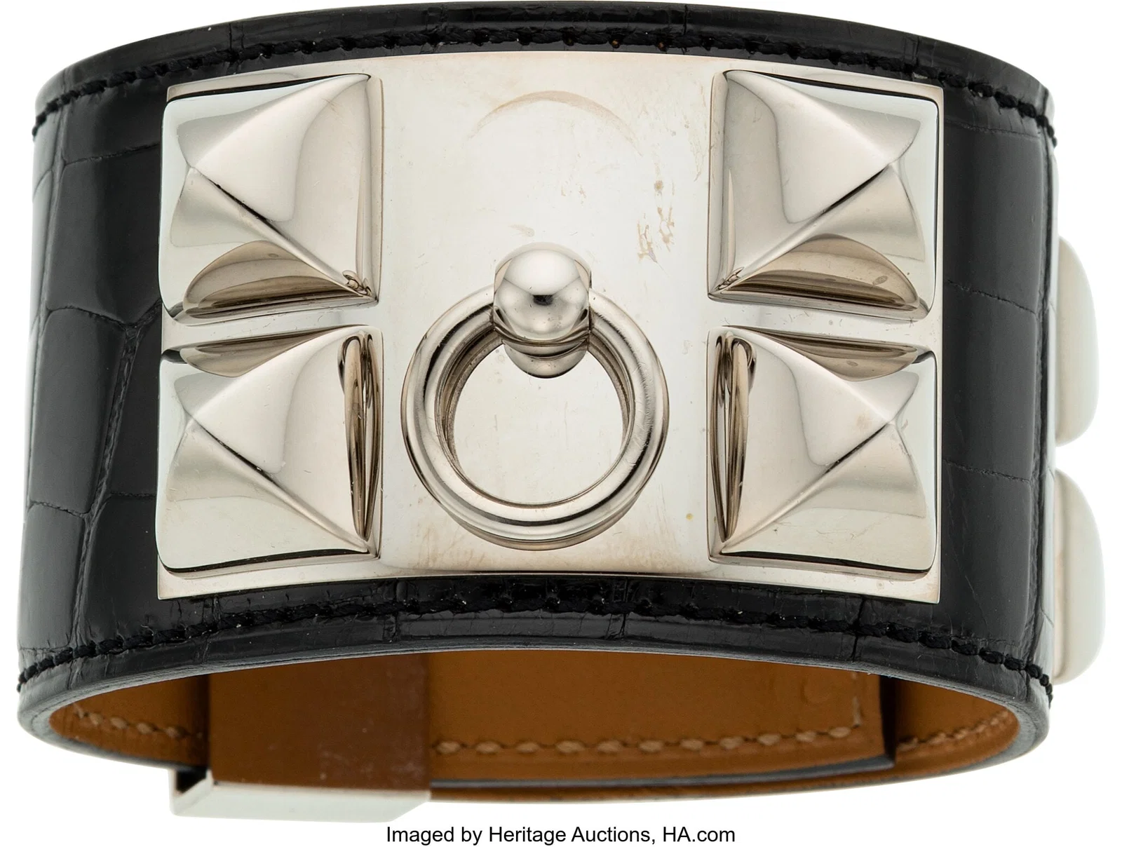 Hermès Shiny Black Alligator Collier de Chien B