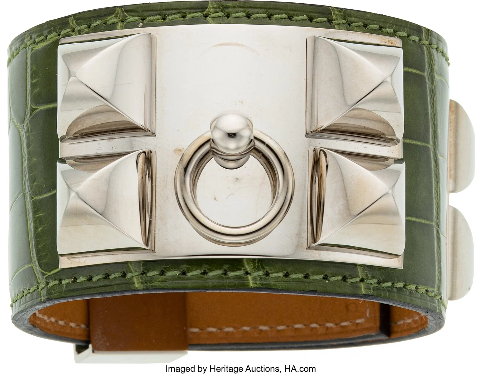 Hermès Shiny Vert Pelouse Alligator Collier de