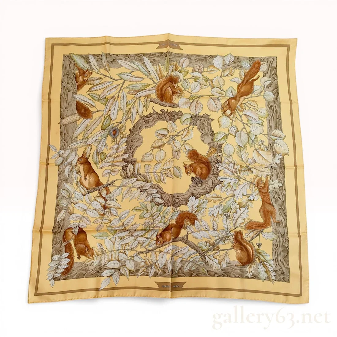 Hermes Silk Carre 90 Scarf Casse-Noisette by Antoine de Jacquelot
