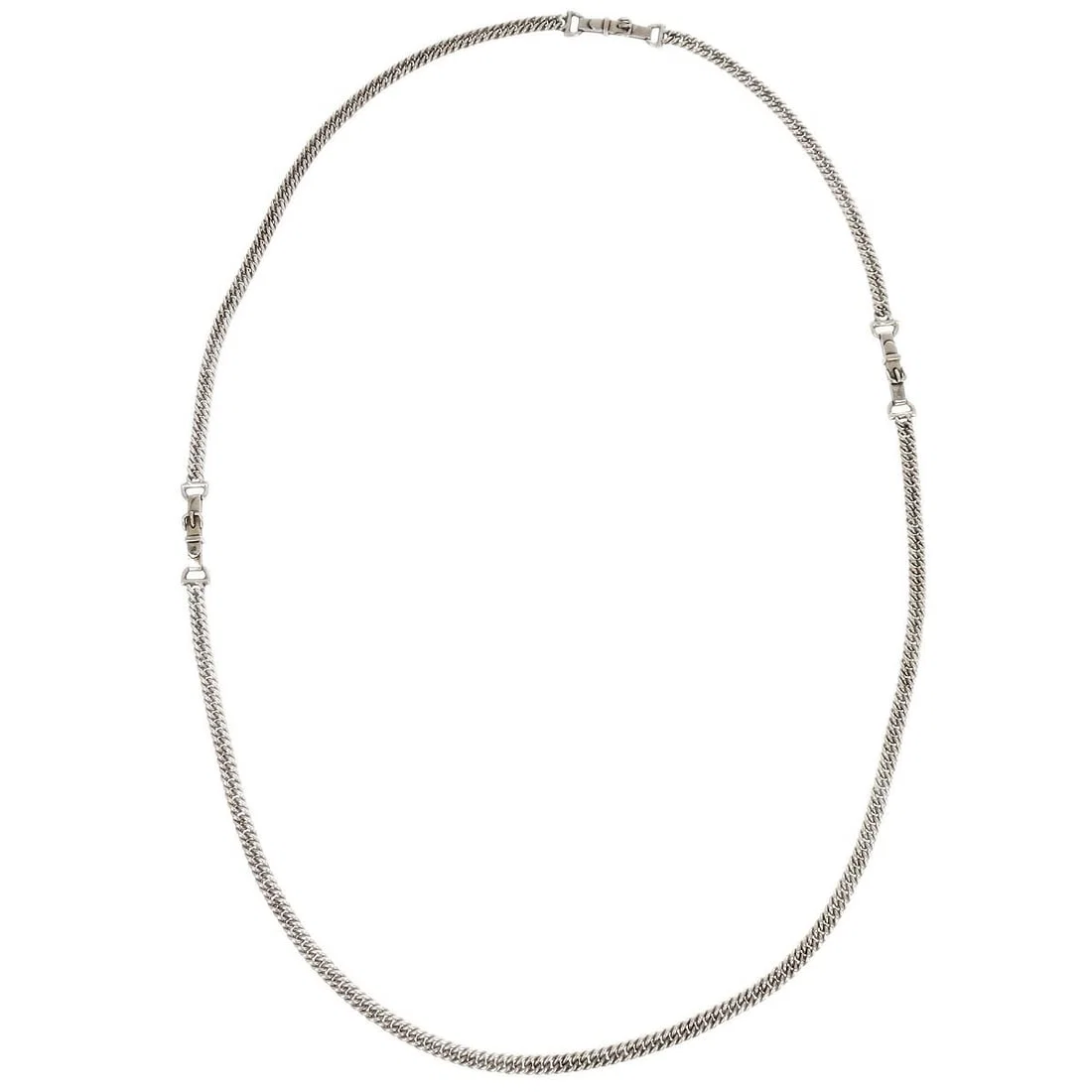 HERMES Sterling Silver Chain Necklace Ag925 Elegant Design