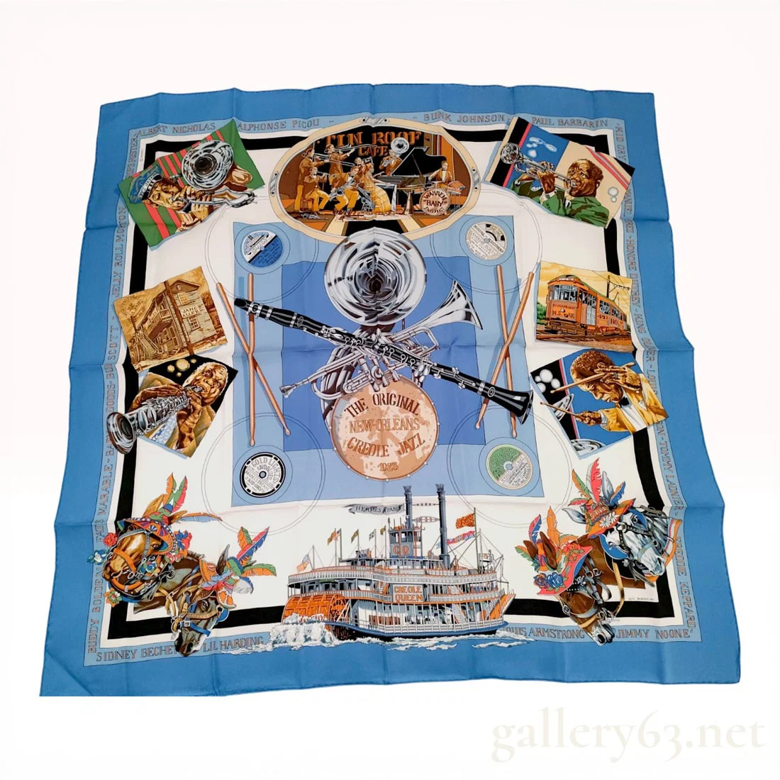 Hermes The Original New Orleans Creole Jazz 1923 Silk Scarf by Loic Dubigeon