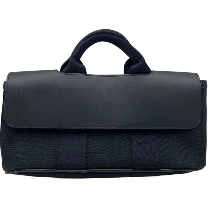 HERMES VALPARAISO LONG PM BLACK SHW TOILE SHOULDER BAG