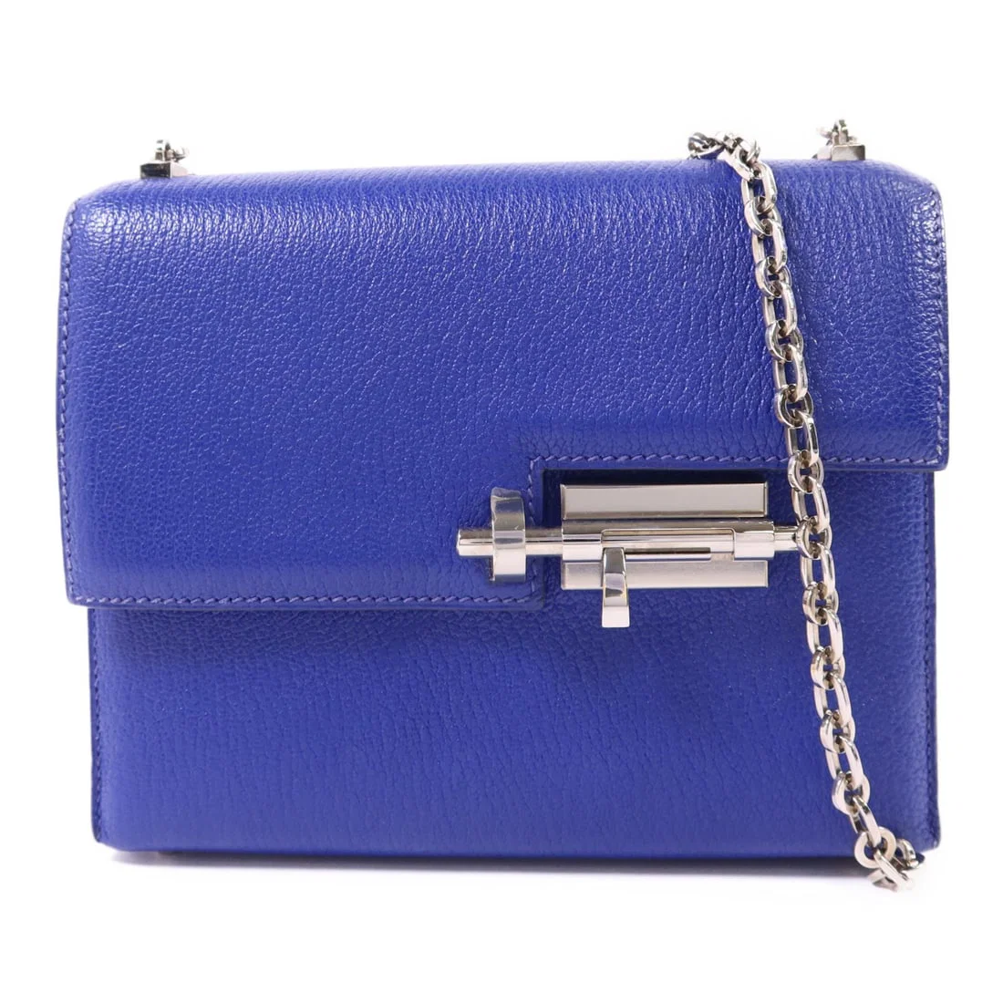 HERMES Verrou Mini Shoulder Bag Bleu Electrique Chevre Leather