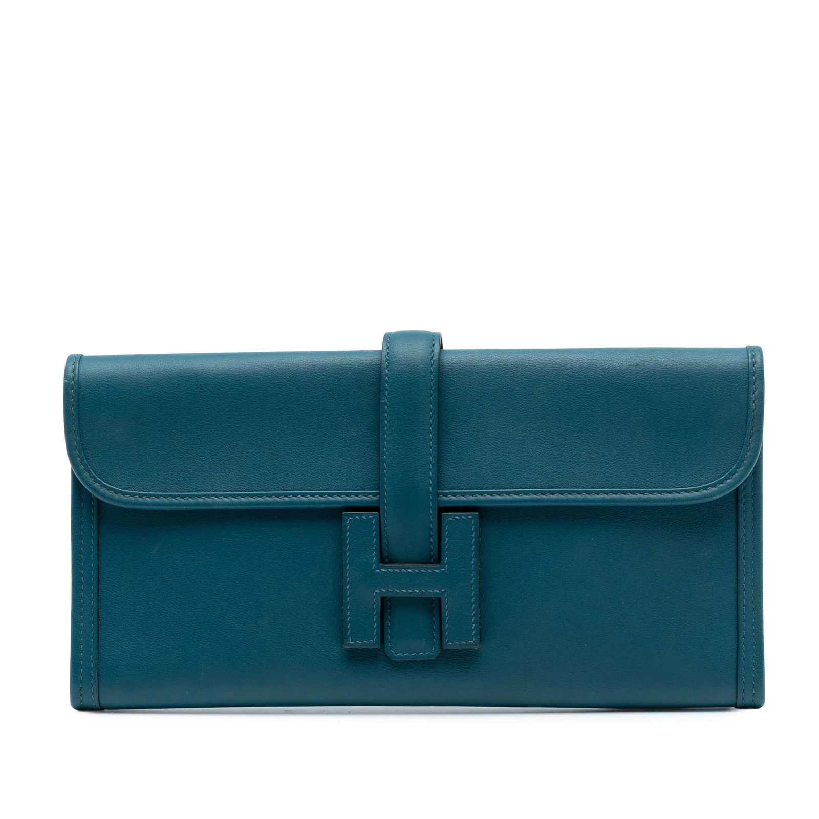 Hermes Vert Bosphore Swift Leather Jige Elan 29 Clutch Bag
