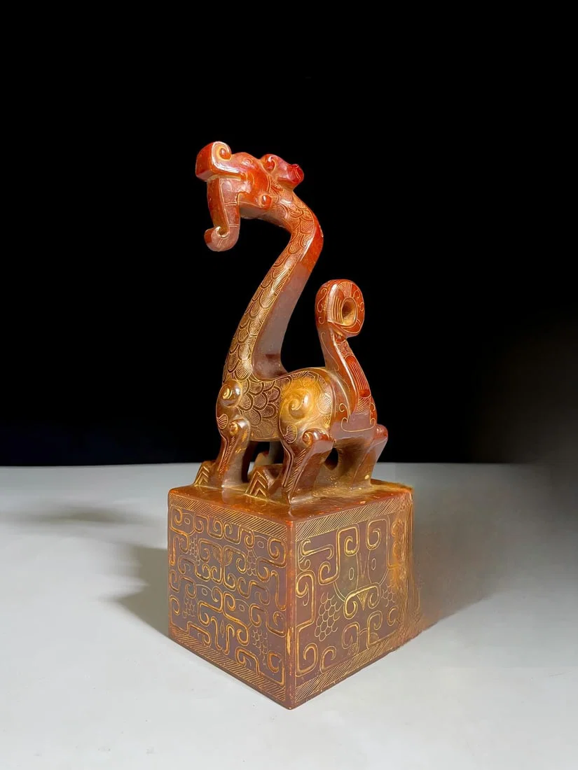Hetian jade carving of the seal of Tian Dan, the famous general of the State of Qi.