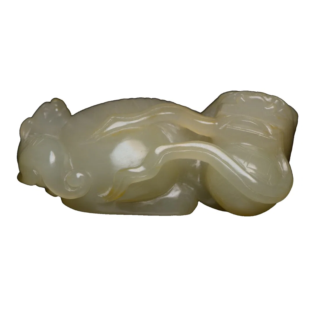 Hetian Jade Mother and Cub Lion
