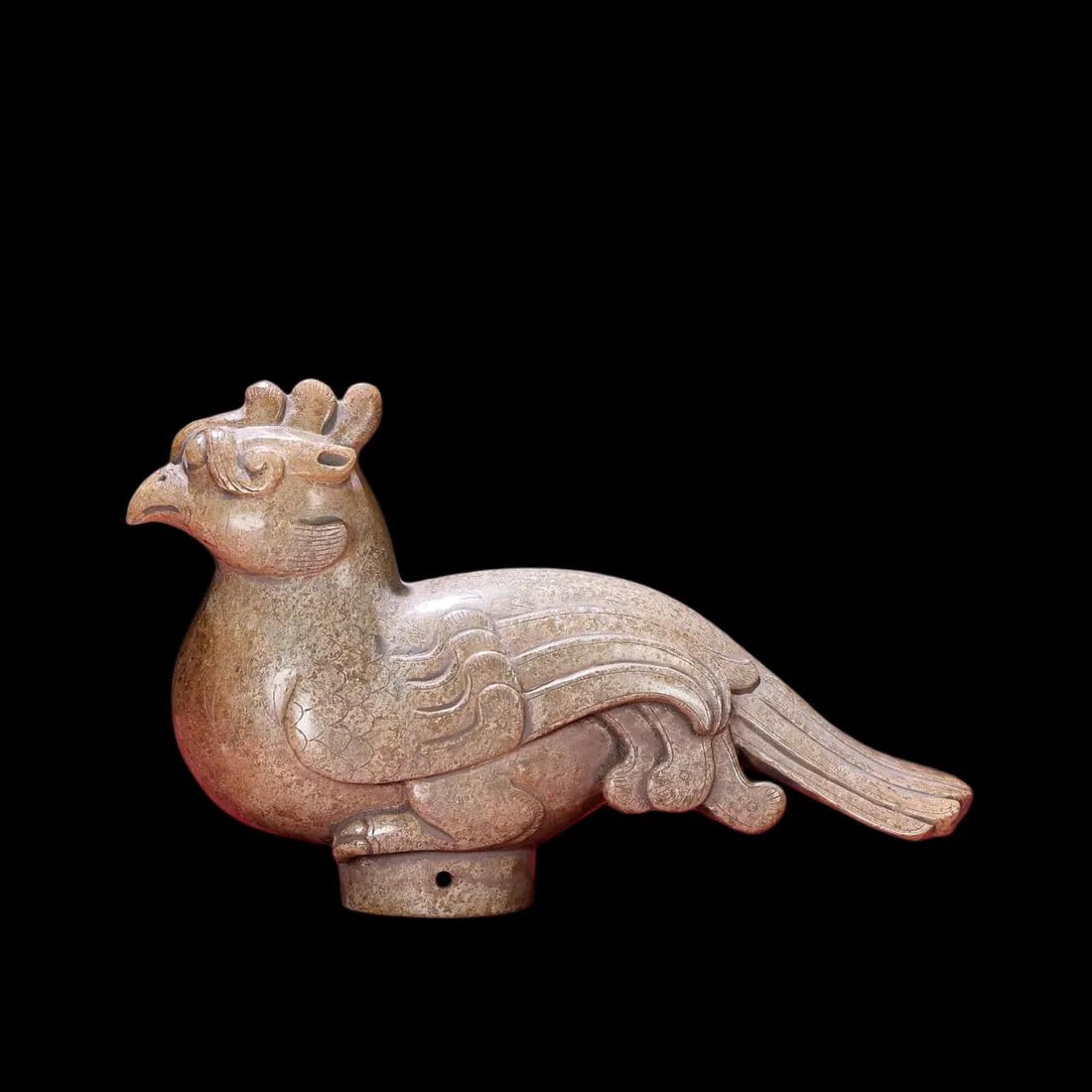 HETIAN JADE RAW PIT FULLY INFILTRATED PHOENIX BIRD SCEPTER HEAD