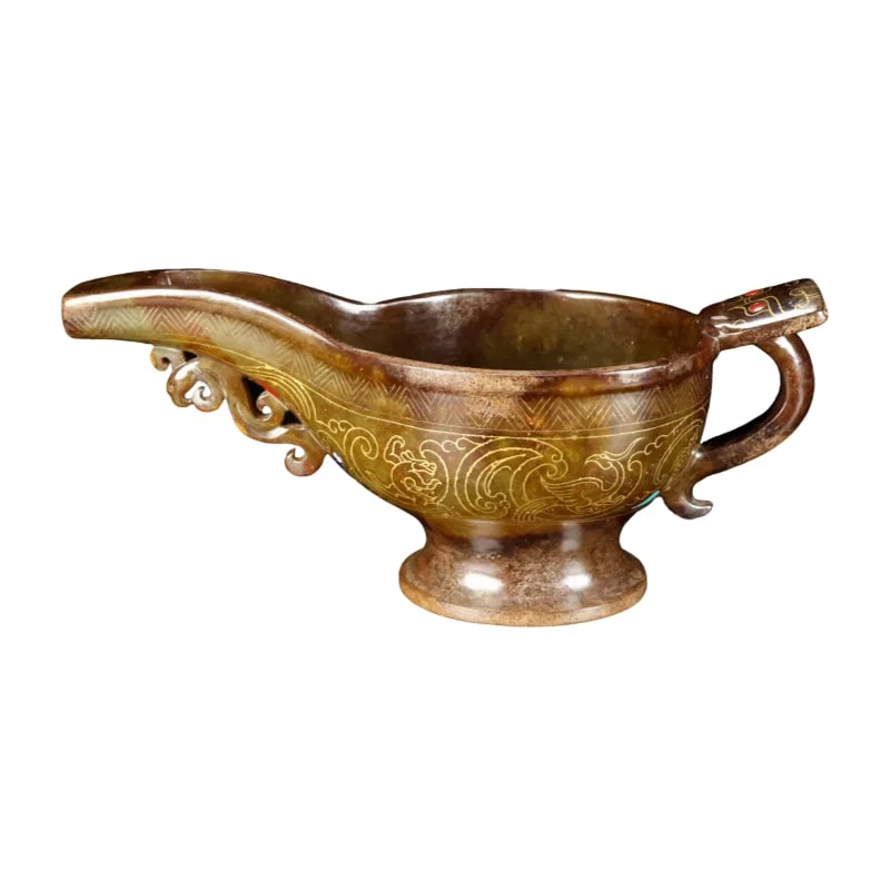 Hetian jade silver gilt cup