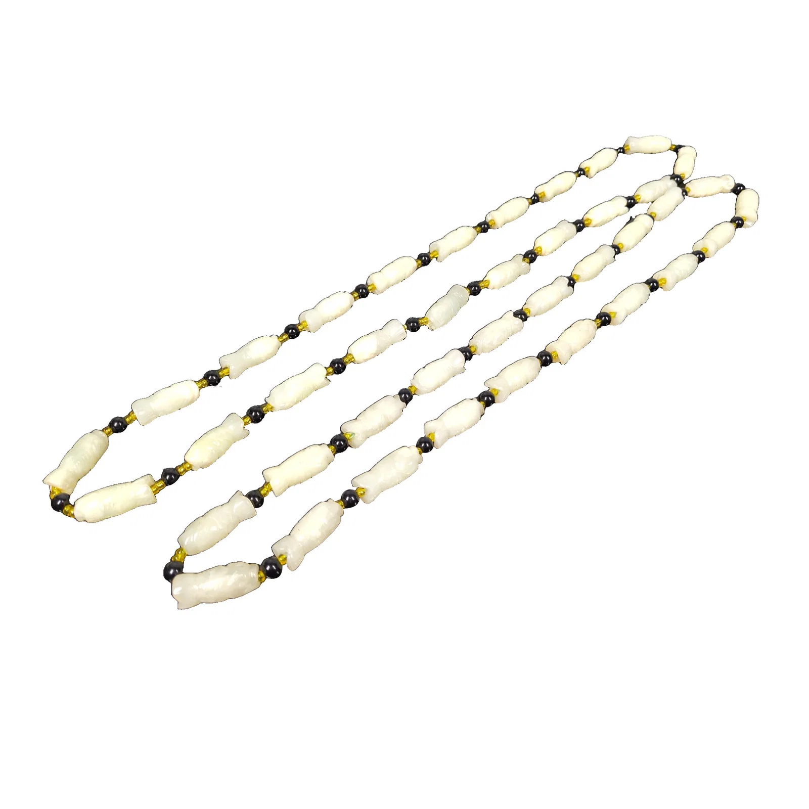 Hetian jade small fish necklace, 2 strands