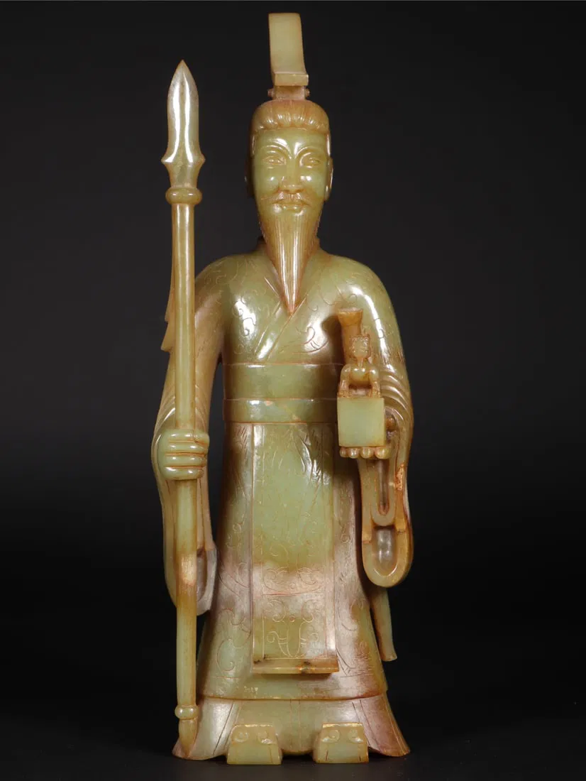 HETIAN JADE STANDING GENERAL STATUE
