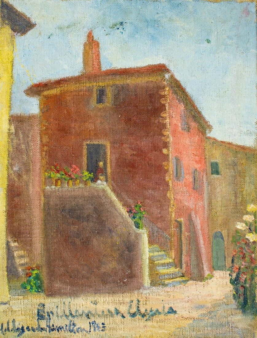 Hildegarde Hamilton (FL,VA,1898-1970) oil painting 2-sided