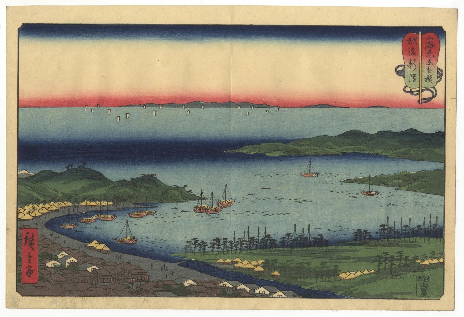 Hiroshige, Niigata in Echigo, Mountains and Seas, Ukiyo-e