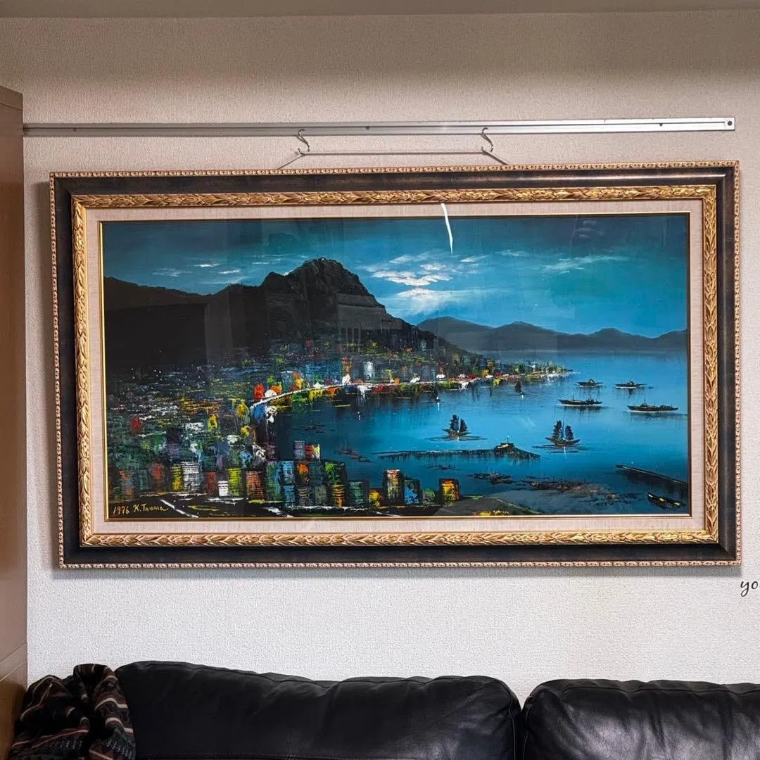 Hong Kong Victoria Harbour oil painting, night view of the harbor